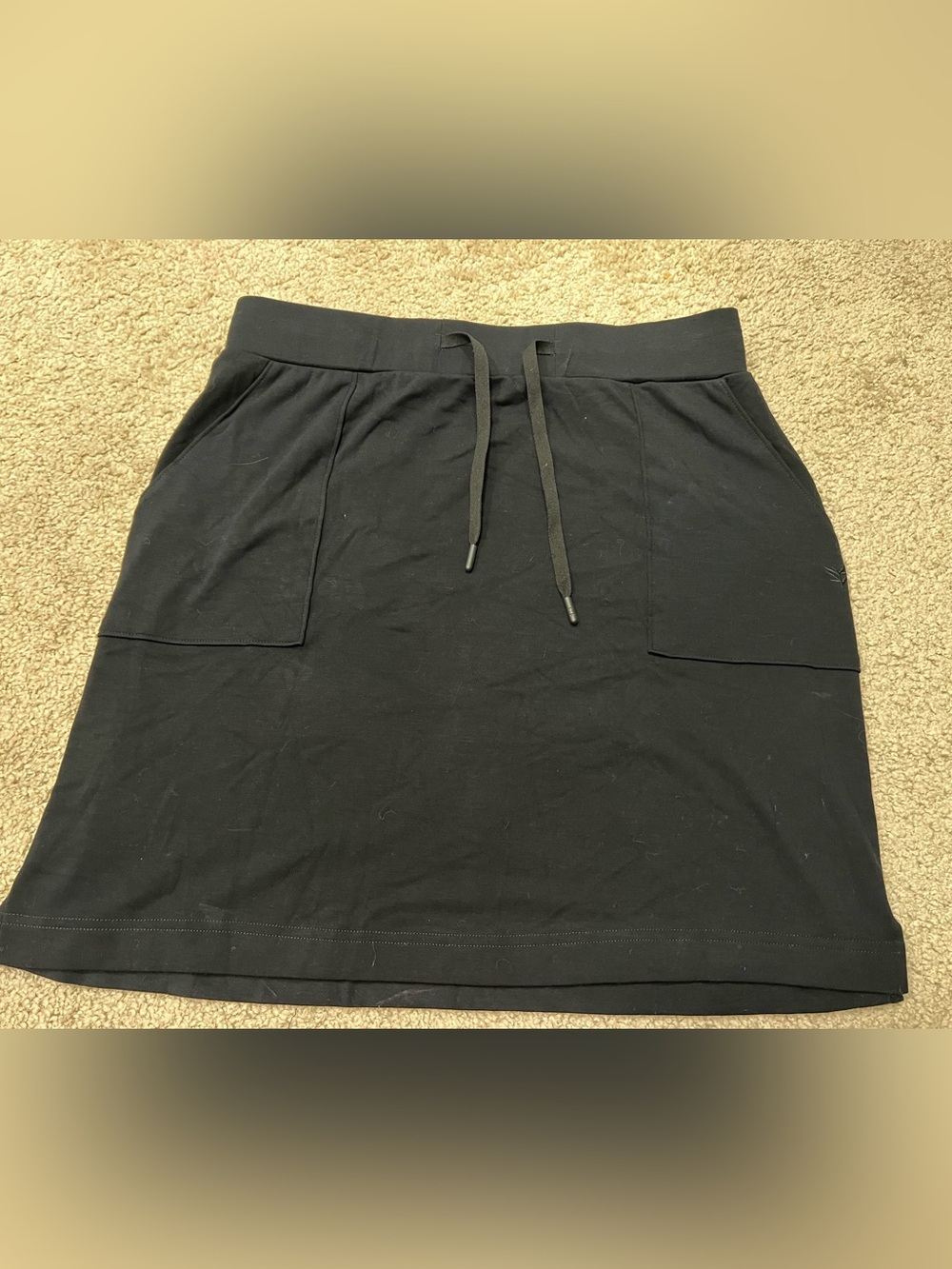 COZY Earth Black Brushed Bamboo Drawstring Pocket Mini Knit Skirt Sz M